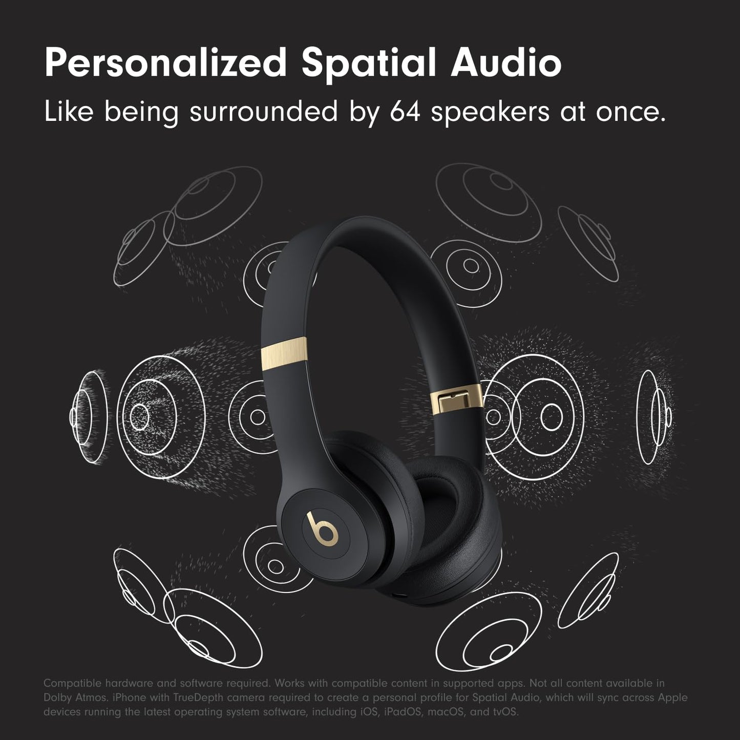 Beats Solo 4 Wireless Headphones with 20W Power Adapter - Black & Gold