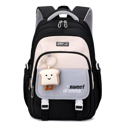 Amythe Girls School Bag, 16 inch School Backpack for Girl Age 9-16, Kids BookBag with Pendant for Elementary Middle School