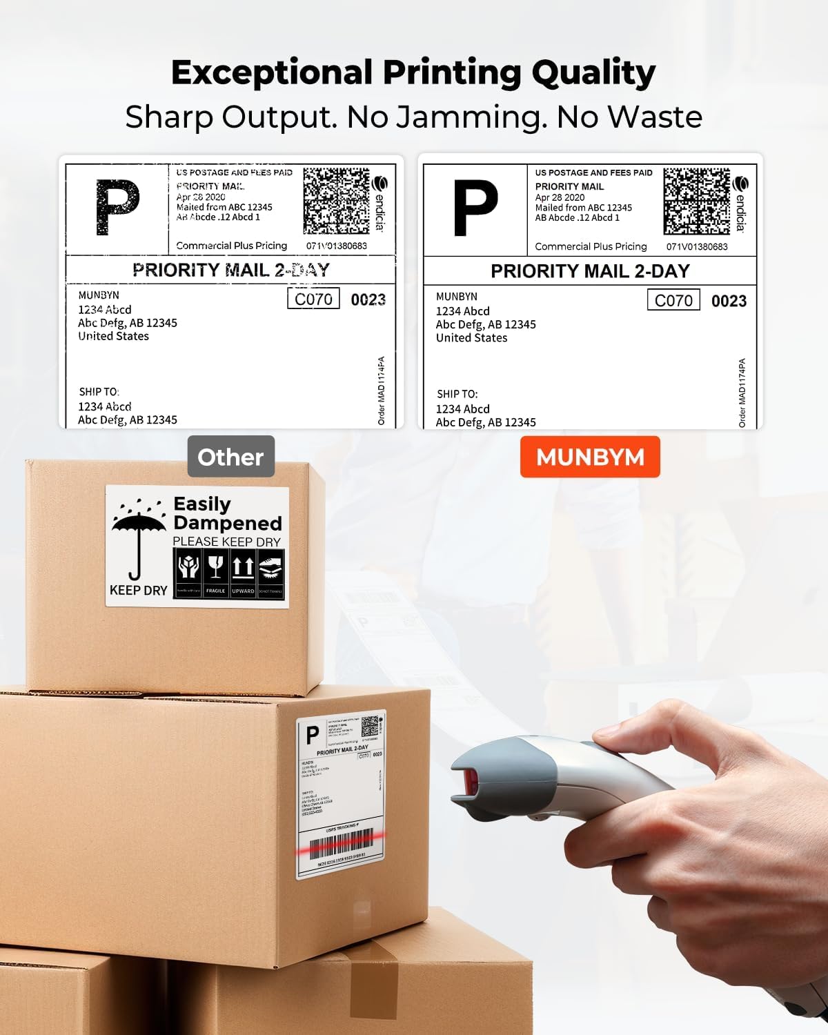 MUNBYN Thermal Direct Shipping Label (Pack of 500 4x6 Fan-Fold Labels) - Commercial Grade…