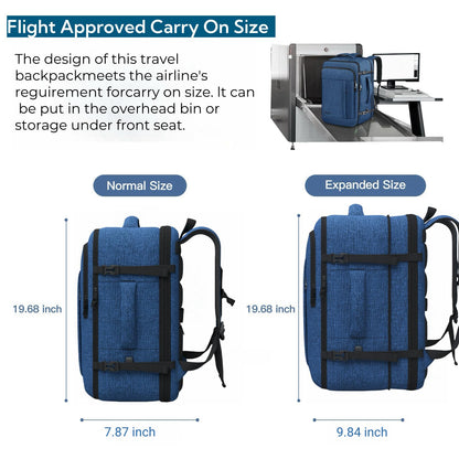 Carry On Backpack, Extra Large 50L Travel Backpack for Men & Women, Expandable Backpack For Airplanes, 17 Inch Laptop Backpack, Luggage Backpack 40L Daypack Lightweight Business Weekender Bag, Blue
