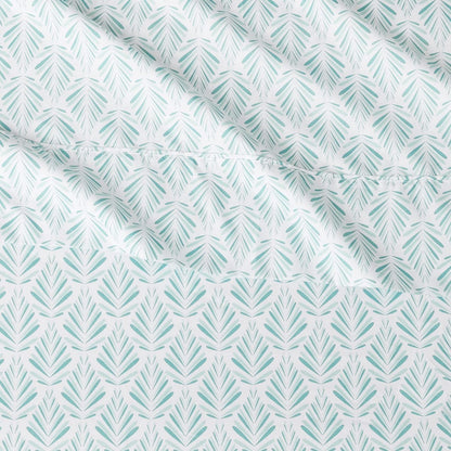 Lightweight Super Soft Easy Care Microfiber 4 Piece Comfortable Bed Sheet Set With 14" Deep Pockets, Full, Aqua Fern, Printed