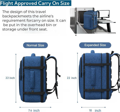 Travel Backpack for Men, 55L Extra Large Carry On Backpack, Expandable Big Capacity Backpack For Airplanes, Travel Gifts for Men Women, Fits 18.4 Inch Laptop, Luggage Daypack Bag, Blue