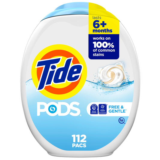 Tide PODS Free & Gentle Laundry Detergent Soap Pacs, 112 count