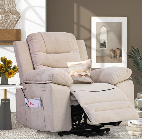 Massage Recliner,Power Lift Chair For Elderly With Adjustable Massage And Heating Function,Recliner Chair With Infinite Position And Side Pocket For Living Room