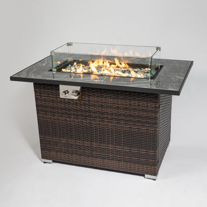 Outdoor Propane Fire Pit Table, Ceramic Tabletop Gas Fire Table