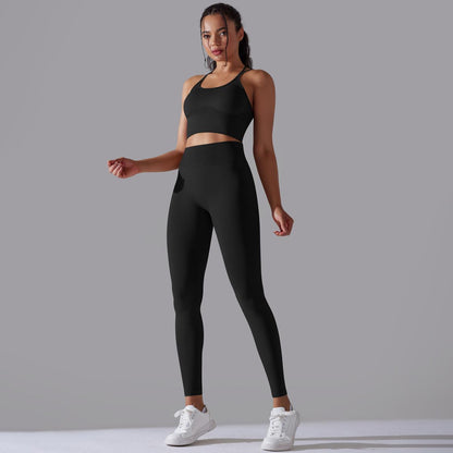 Seamless Knitted Tight High Waist Yoga Clothes Suit