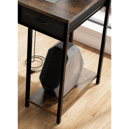 Computer Desk With Power Outlet,Rustic Brown