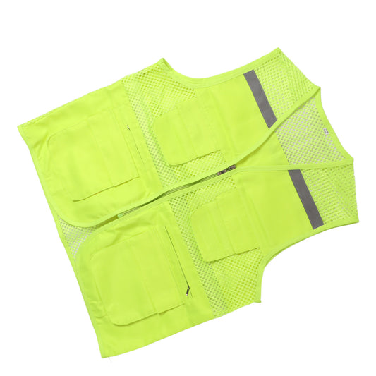 Reflective Vest High Visibility Waterproof Breathable Mesh Safety Vest for Construction Site Night Travel 2XL Fluorescent Green