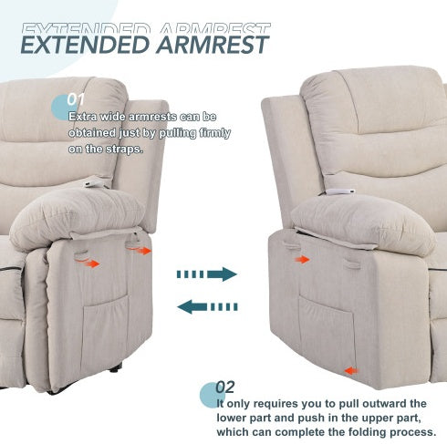 Massage Recliner,Power Lift Chair For Elderly With Adjustable Massage And Heating Function,Recliner Chair With Infinite Position And Side Pocket For Living Room