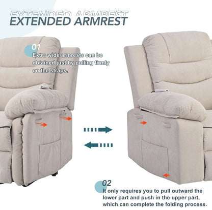 Massage Recliner,Power Lift Chair For Elderly With Adjustable Massage And Heating Function,Recliner Chair With Infinite Position And Side Pocket For Living Room