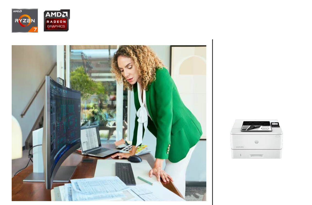 HP ZBook Firefly 14 inch G11 Mobile Workstation PC, Silver + HP LaserJet Pro 4001dn Printer A71DMPT-BN4