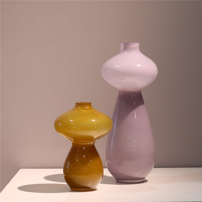 Caramel Small Mouth Glass Flowerpot And Flower Vase Ornaments