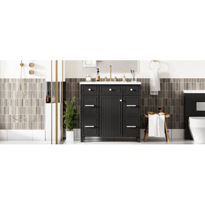 Bathroom Vanity Cabinet With Sink Top Combo Set , Black ,Single Sink,Shaker Cabinet With Soft Closing Door And 3 Drawers