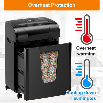 Woolsche Paper Shredder,18 Sheet Cross Cut Level P4,Shred Paper,Credit Card,CD,With Large Pull Out Bin,Insert Auto Jam Proof System Shredder For Home&Office