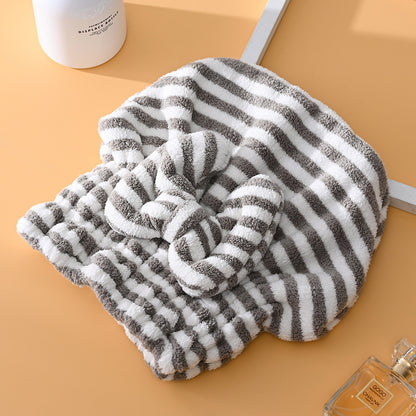 Coral Velvet Cartoon Embroidery For Woman With Dry Hair Hat
