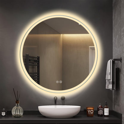 Bathroom Mirror Dual Light Strip Circular 60cm