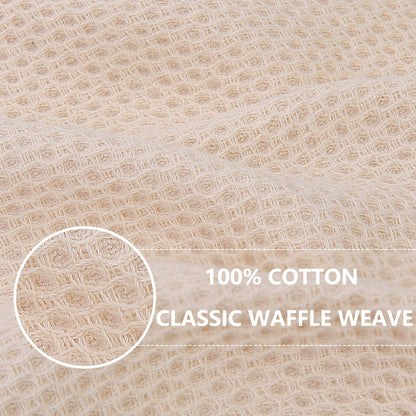 100% Cotton Waffle Weave Kitchen Dish Cloths, Ultra Soft Absorbent Quick Drying Dish Towels, 12 x 12 Inches, 6-Pack, Beige
