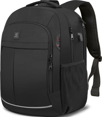 Backpack, Laptop Backpack, Carry on Backpack, Durable Large 17.3 Inch TSA Friendly Business Travel Laptop Backpack with USB Port, College School Bag Gift for Men Women Teens Bookbag, Black