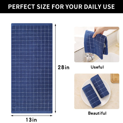 100% Cotton Terry Kitchen Towels(Multiple Color, 13 x 28 inches), Checkered Designed, Soft and Super Absorbent Dish Towels, 4 Pack
