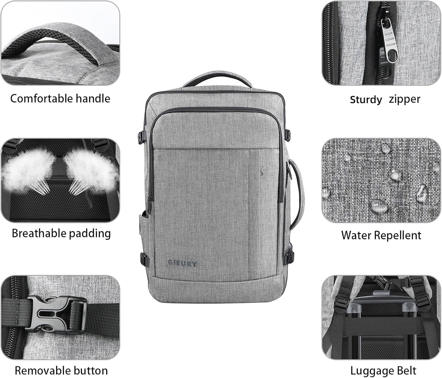 Carry On Backpack, 55L Extra Large Travel Backpack for Men & Women, Expandable Big Capacity For Airplanes, Travel Gifts for Men Women, Fits 18.4 Inch Laptop, Luggage Suitcase Daypack Bag, Grey