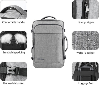 Carry On Backpack, 55L Extra Large Travel Backpack for Men & Women, Expandable Big Capacity For Airplanes, Travel Gifts for Men Women, Fits 18.4 Inch Laptop, Luggage Suitcase Daypack Bag, Grey
