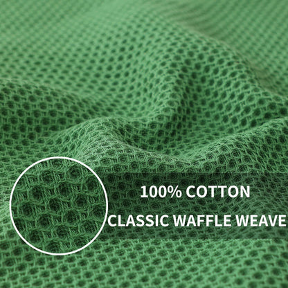 100% Cotton Waffle Weave Kitchen Dish Cloths, Ultra Soft Absorbent Quick Drying Dish Towels, 12 x 12 Inches, 12-Pack, Grass Green