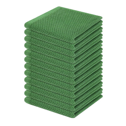 100% Cotton Waffle Weave Kitchen Dish Cloths, Ultra Soft Absorbent Quick Drying Dish Towels, 12 x 12 Inches, 12-Pack, Grass Green