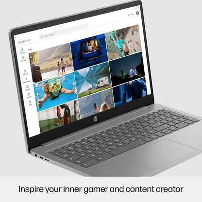 HP Chromebook 15a, 15.6-inch FHD Display, Intel Core i3-N305, 8GB RAM, 128GB UFS, Intel UHD Graphics, ChromeOS, Wi-Fi 6, Bluetooth 5.3, Numeric Keypad, Fast Charge, Mineral Silver, 9J6K2PA