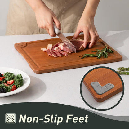 Bamboo Cutting Board Set Non Slip Feet with Holder ideal for gift