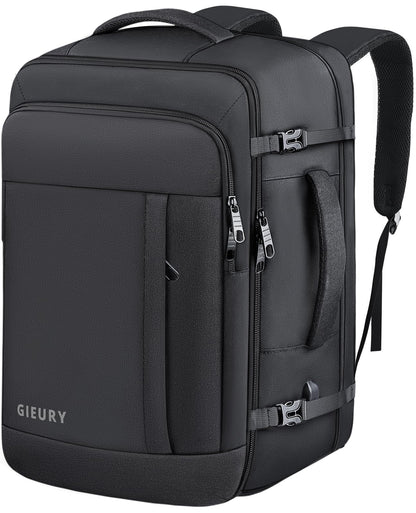 Carry On Backpack, 50L Travel Backpack, Luggage Backpack TSA Flight Approved Laptop Backpack for Men & Women, Large Expandable Backpack 40L Daypack Lightweight Business Weekender Bag, Black
