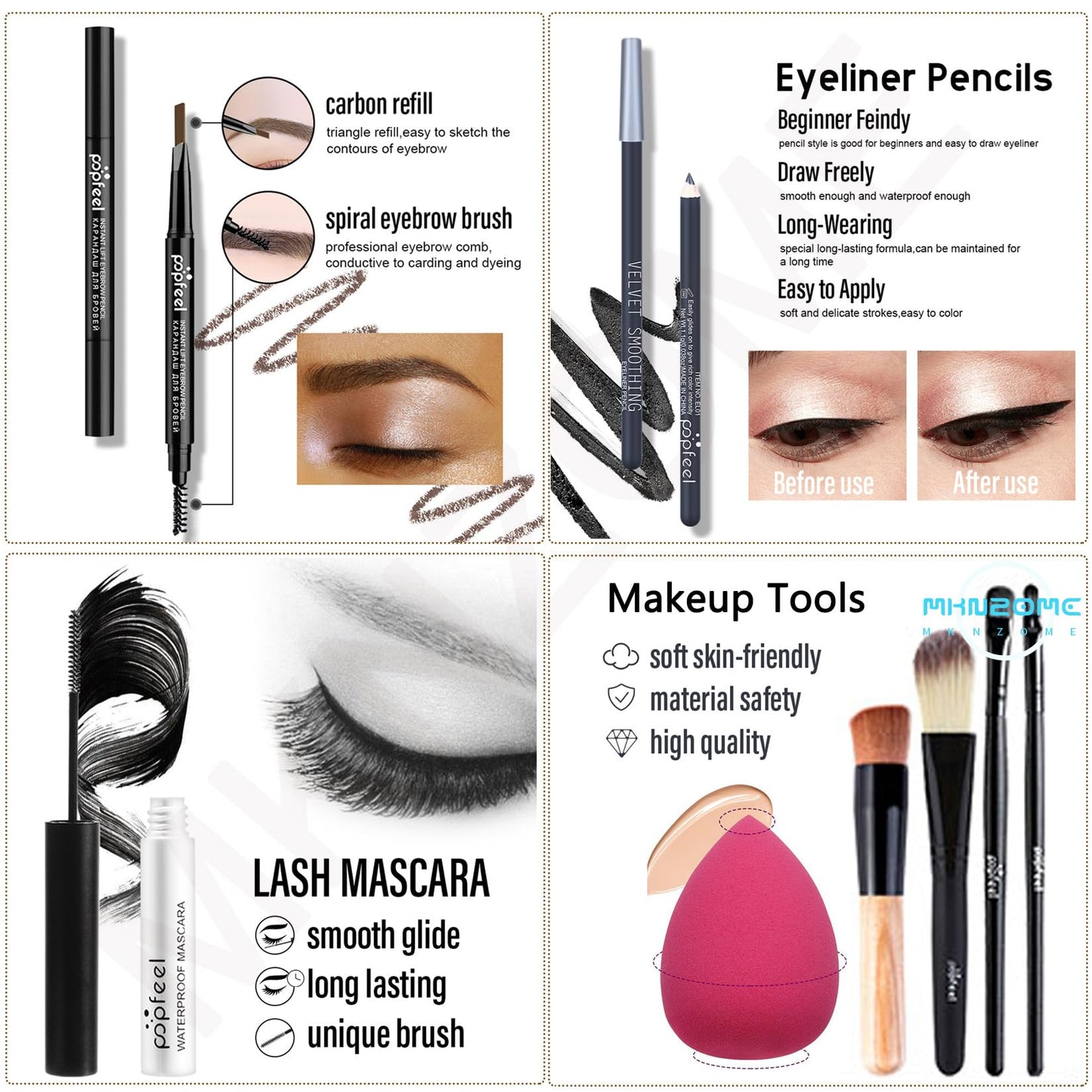 Professional Makeup Set,MKNZOME Essential Make Up Set With Make-up Bag Portable Travel Makeup Kit Birthday Xmas Makeup Gift Set Eyeshadow Palette Foudation Lip Gloss for Teenage & Adults