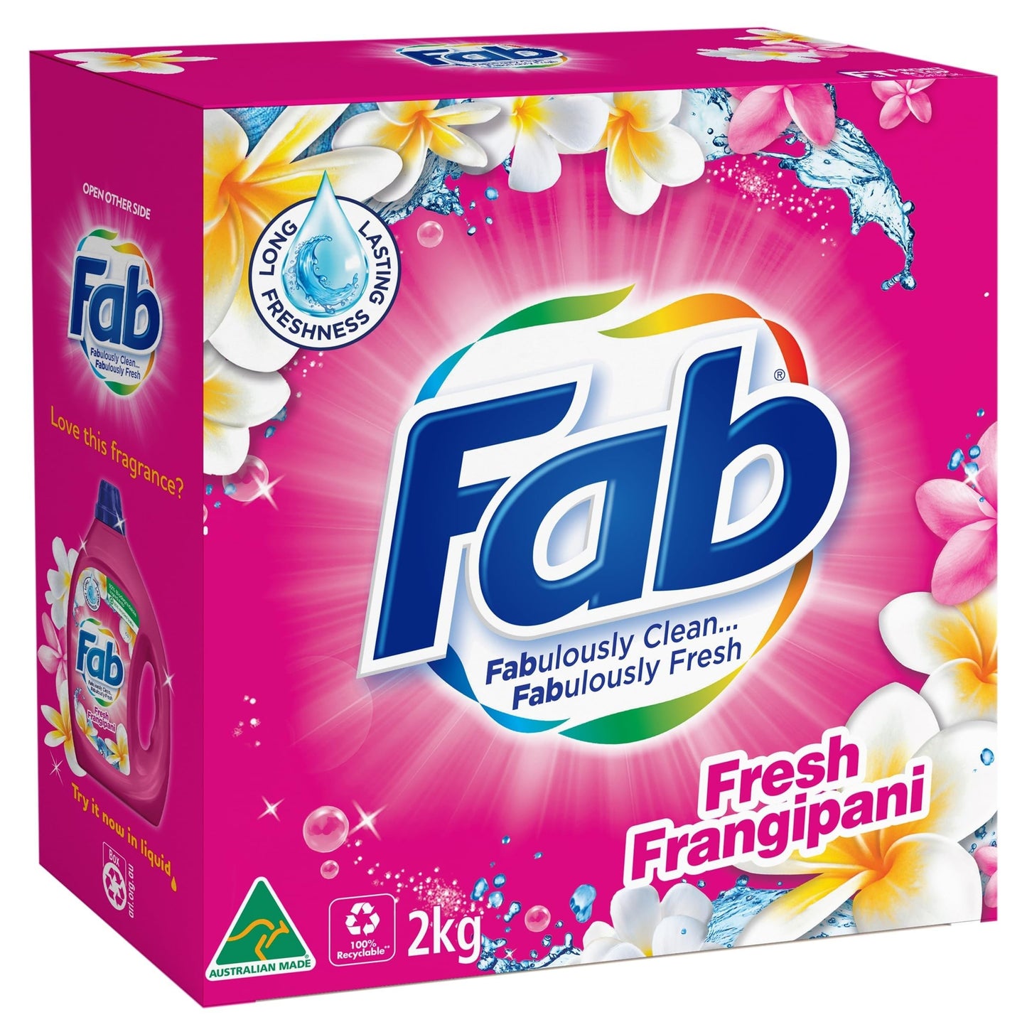Fab Fresh Frangipani Front and Top Loader Laundry Powder Detergent 2 kg