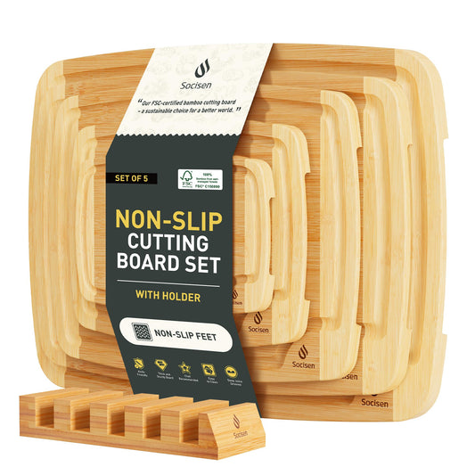 Bamboo Cutting Board Set Non Slip Feet with Holder Over Sink Wooden Cutting Boards Eating Grilling Biard Cutboard Biard Chtting Woodcutting Cuttingboards Voard Oard Bord 12x18 11 x 14 Baords Baord