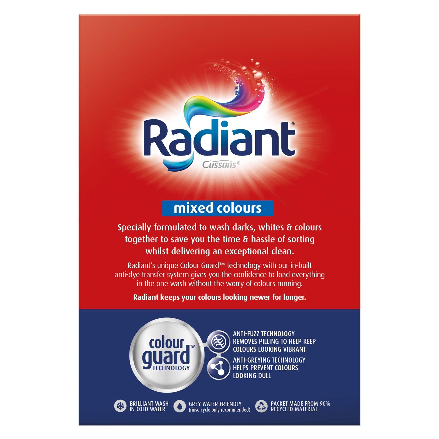 Radiant Washing Powder Laundry Detergent for Mixed Colours, 2kg (Pack of 2)
