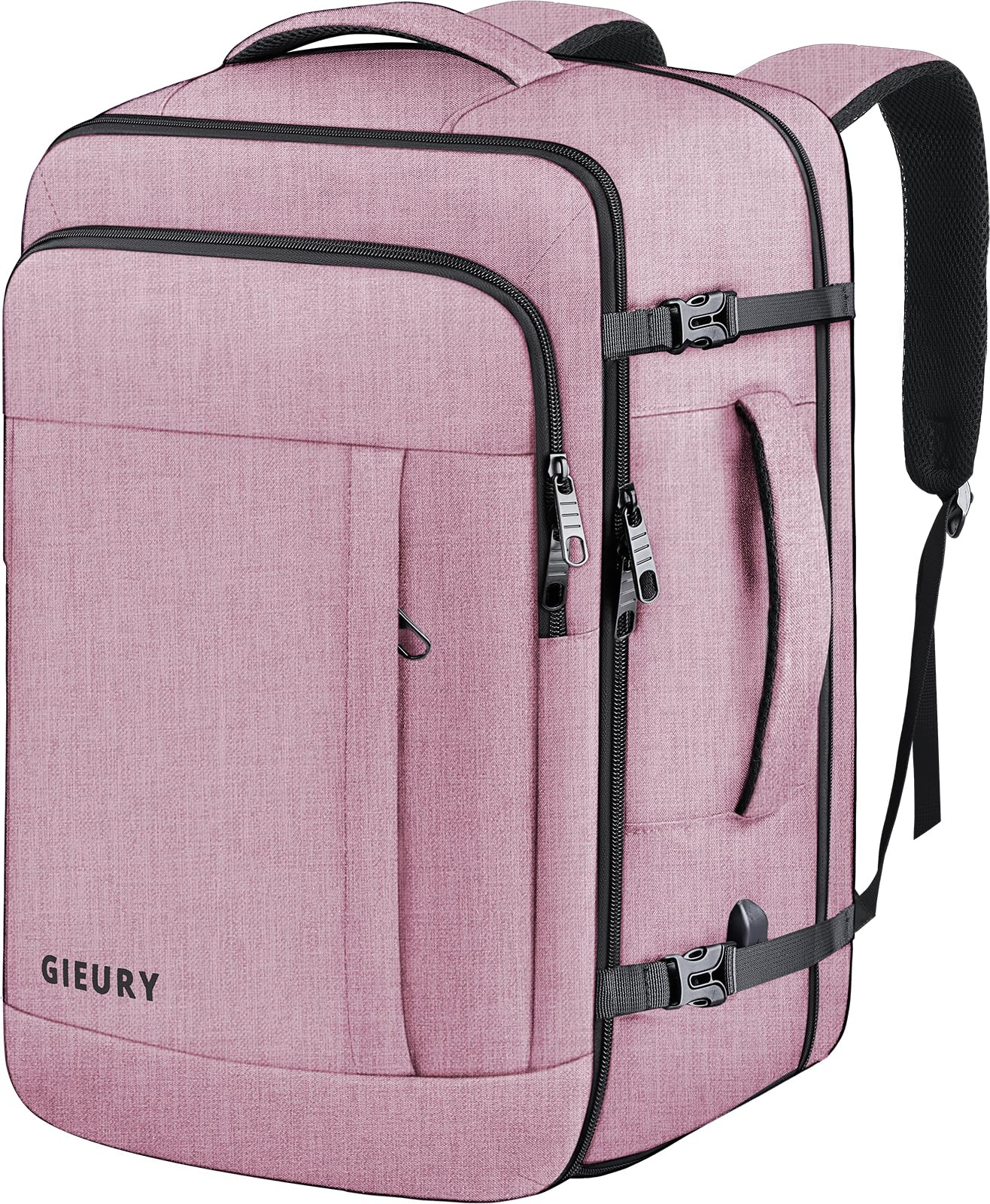 Carry On Backpack, 40-50L Travel Backpack for Men & Women, Expandable Backpack For Airplanes, 17 Inch Laptop Backpack, Luggage Backpack 40L Daypack Lightweight Business Weekender Bag, Light Pink