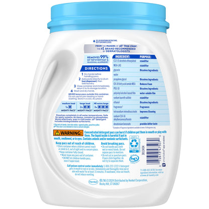 all Sensitive Fresh Mighty Pacs Laundry Detergent Pacs, Hypoallergenic Spring Breeze Scent, Gentle for Sensitive Skin, 60 Count, HE Compatible
