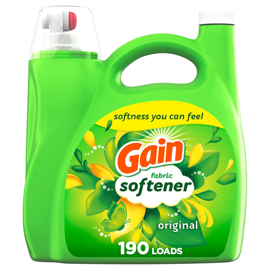 Gain Fabric Softener, Original Scent, 140 fl oz, 190 Loads, HE Compatible, Packaging may vary