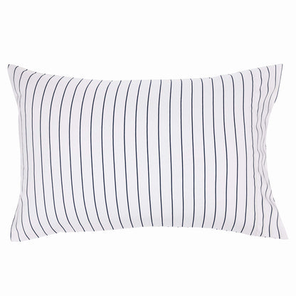 Reversible Microfiber Bed-in-a-Bag with Elastic Storage Pockets - 7 pieces, Full/Queen, Navy Stripe