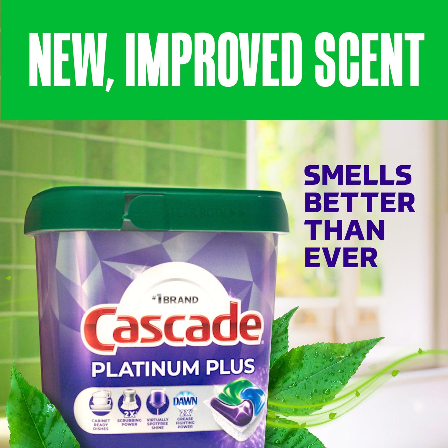 Cascade Platinum Plus Dishwasher Pods, Dishwasher Detergent, Dish Detergent Soap, Mountain, 47 Count