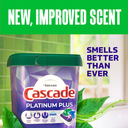 Cascade Platinum Plus Dishwasher Pods, Dishwasher Detergent, Dish Detergent Soap, Mountain, 47 Count