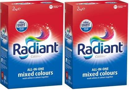 Radiant Washing Powder Laundry Detergent for Mixed Colours, 2kg (Pack of 2)