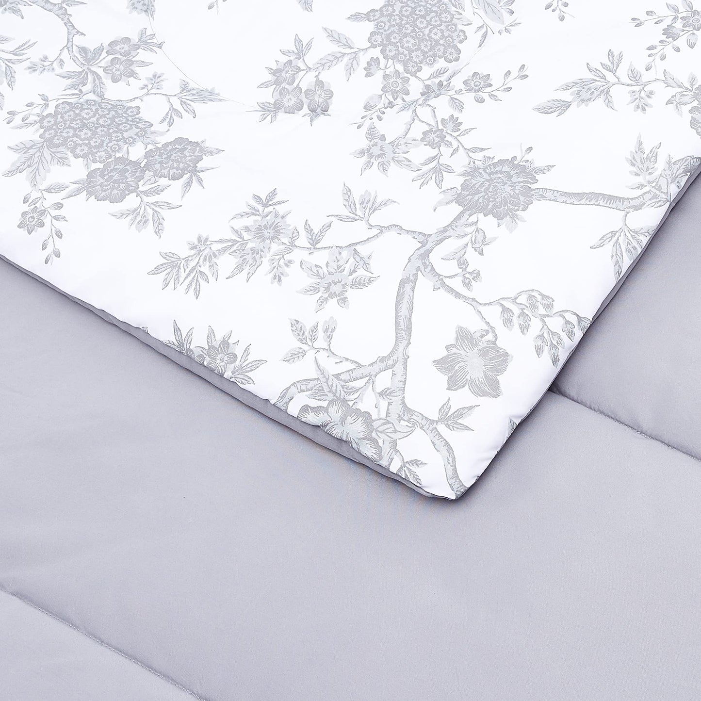 8-Piece Ultra-Soft Microfiber Bed-In-A-Bag Comforter Bedding Set - King, Grey Chinoiserie