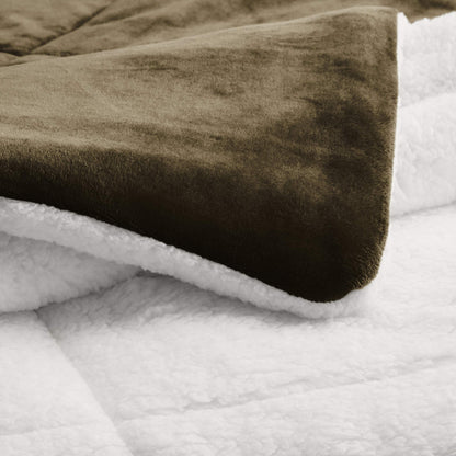 Ultra-Soft Micromink Sherpa Comforter Bed Set - Chocolate, Twin