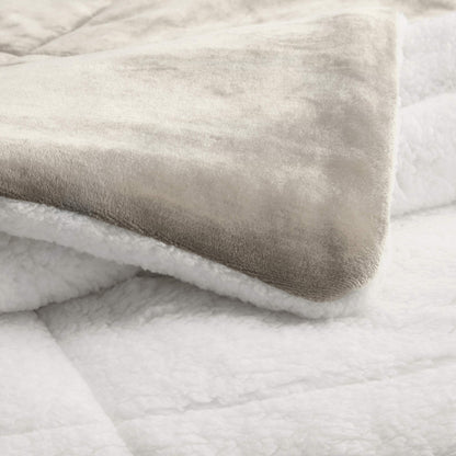 Ultra-Soft Micromink Sherpa Comforter Bed Set - Taupe, King
