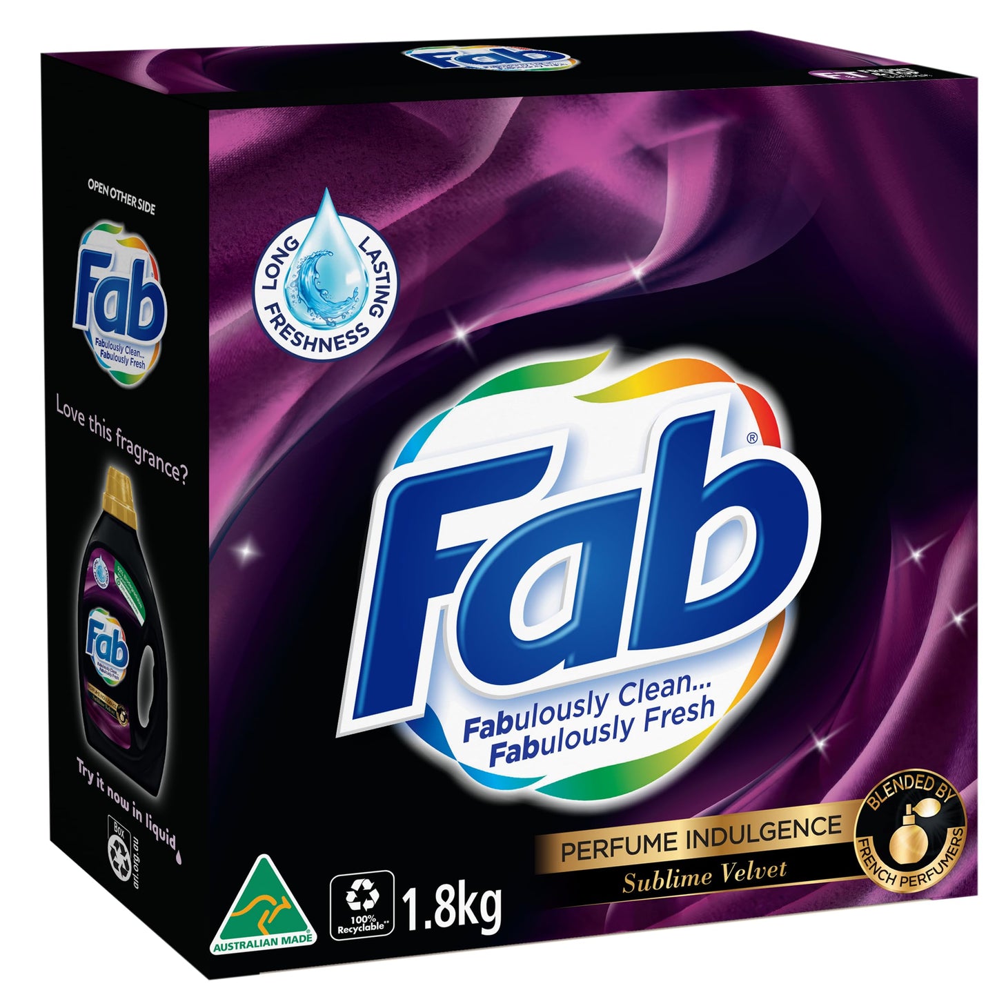 Fab Perfume Indulgence Sublime Velvet, Laundry Powder Washing Detergent, (packaging may vary), 1.8 Kilograms (Pack of 2)