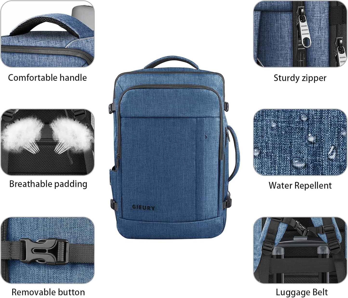 Travel Backpack for Men, 55L Extra Large Carry On Backpack, Expandable Big Capacity Backpack For Airplanes, Travel Gifts for Men Women, Fits 18.4 Inch Laptop, Luggage Daypack Bag, Blue