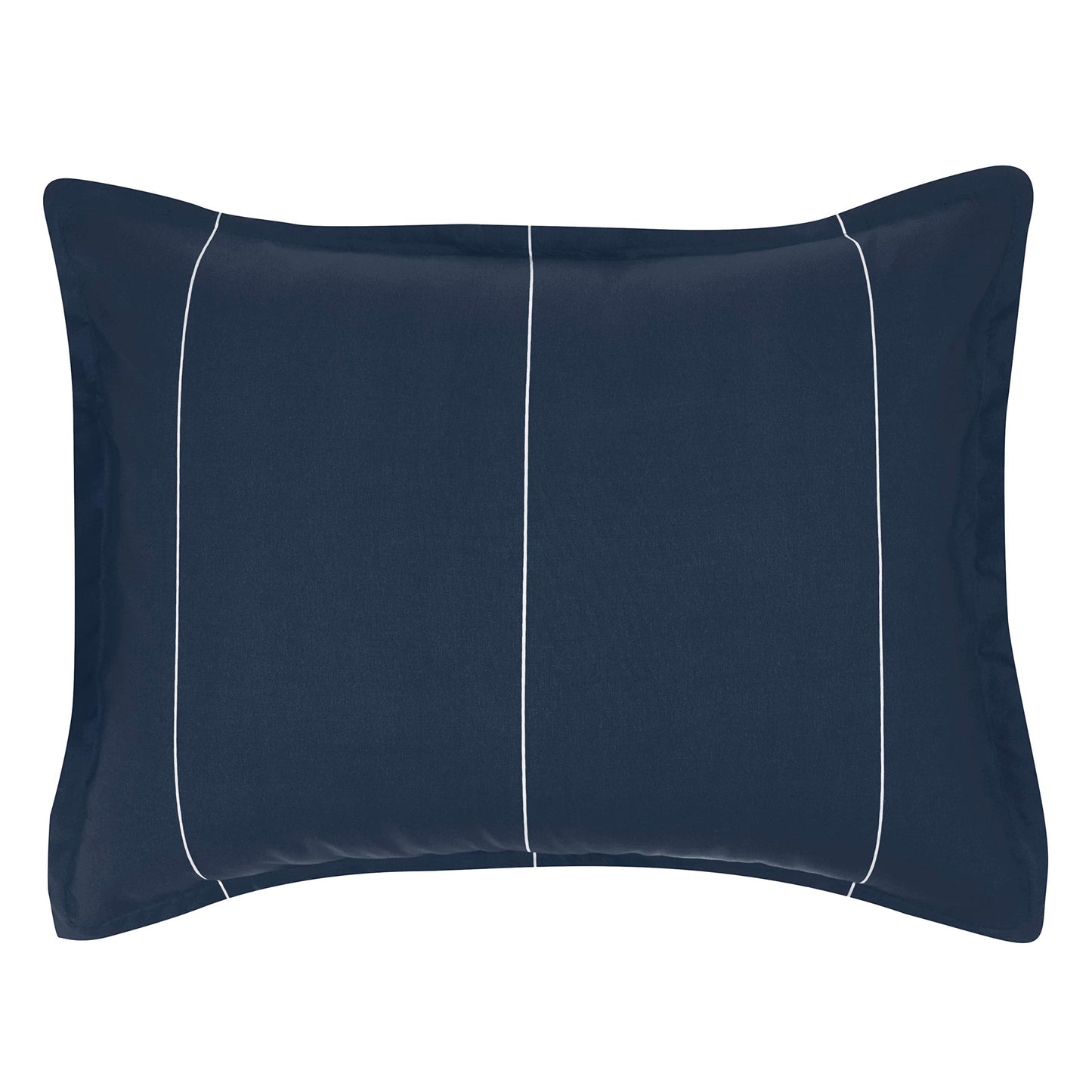 Reversible Microfiber Bed-in-a-Bag with Elastic Storage Pockets - 7 pieces, Full/Queen, Navy Stripe