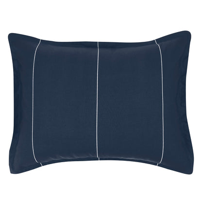 Reversible Microfiber Bed-in-a-Bag with Elastic Storage Pockets - 7 pieces, Full/Queen, Navy Stripe