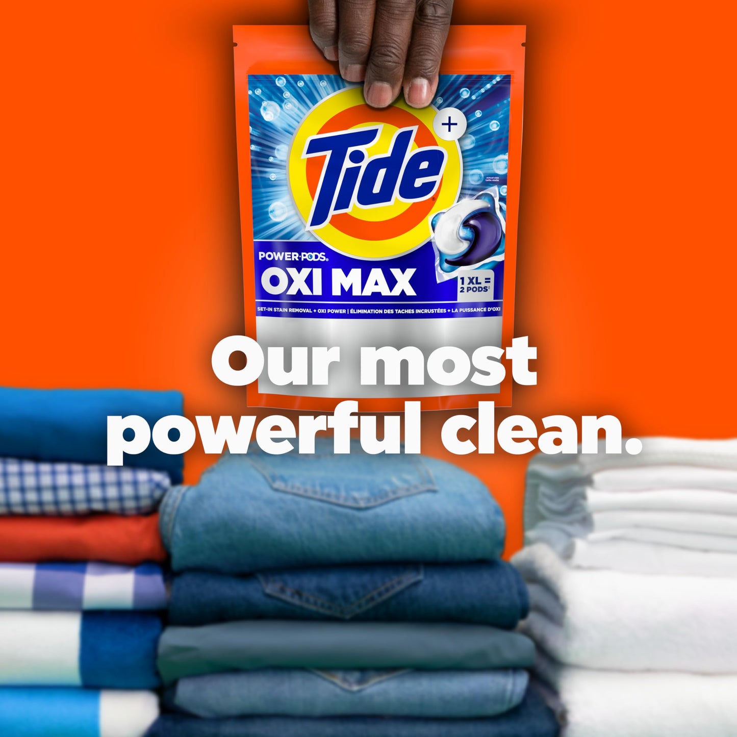 Tide Oxi Max Power PODS Laundry Detergent, Laundry Pods with Stain Remover Plus Oxi Power, 18 Count