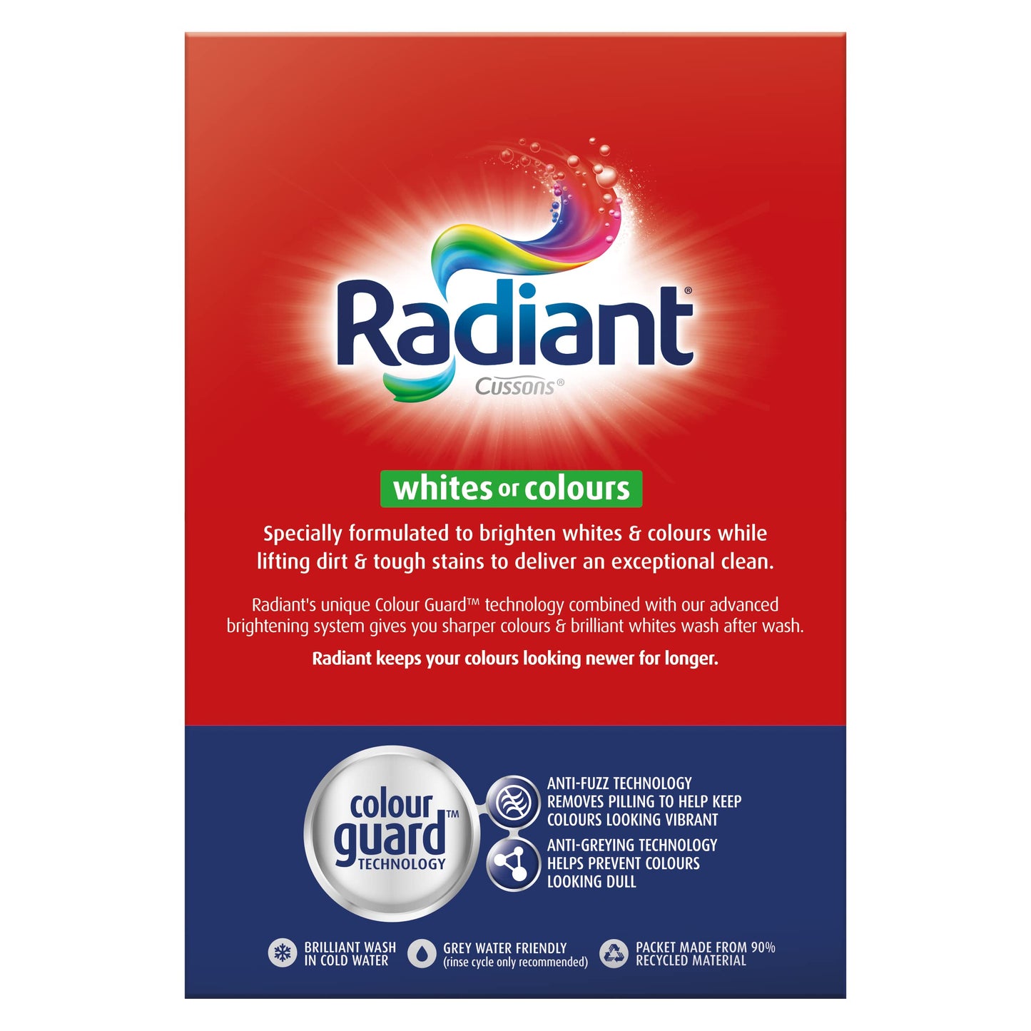 Radiant Washing Powder Laundry Detergent for Whites or Colours, 2kg